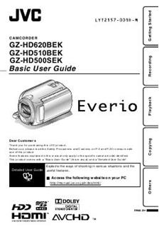 JVC GZ HD 500 manual. Camera Instructions.